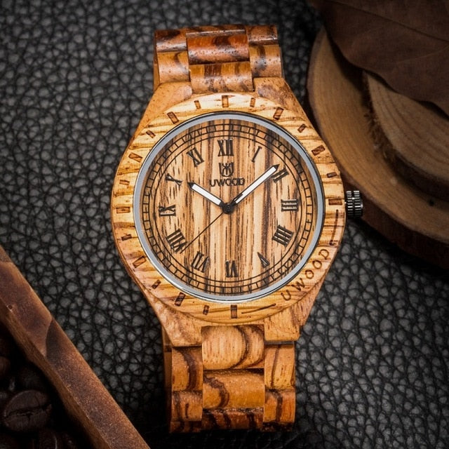 Uwood Wooden Watches Men Wristwatches Wood Bamboo Watch For Men Wrist Wood Strap Quartz Watch Husband Gift Relogio Masculino