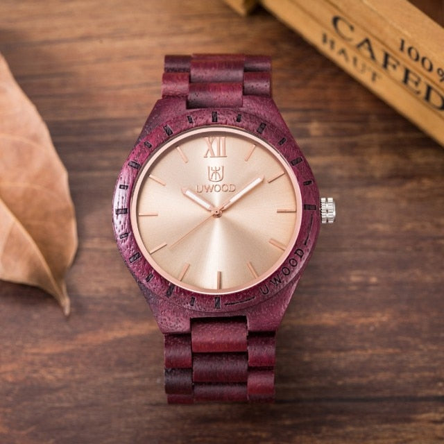 Uwood Wooden Watches Men Wristwatches Wood Bamboo Watch For Men Wrist Wood Strap Quartz Watch Husband Gift Relogio Masculino