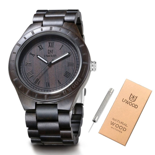 Uwood Wooden Watches Men Wristwatches Wood Bamboo Watch For Men Wrist Wood Strap Quartz Watch Husband Gift Relogio Masculino