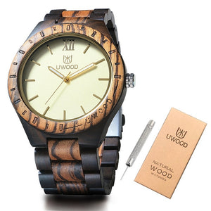 Uwood Wooden Watches Men Wristwatches Wood Bamboo Watch For Men Wrist Wood Strap Quartz Watch Husband Gift Relogio Masculino