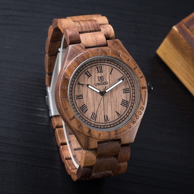 Uwood Wooden Watches Men Wristwatches Wood Bamboo Watch For Men Wrist Wood Strap Quartz Watch Husband Gift Relogio Masculino