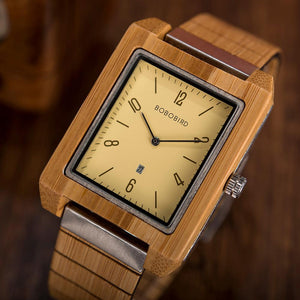 BOBO BIRD Wood Men Watch Bamboo Quartz Wristwatch Handmade Male Watches Gift in Wood Box gift For Him