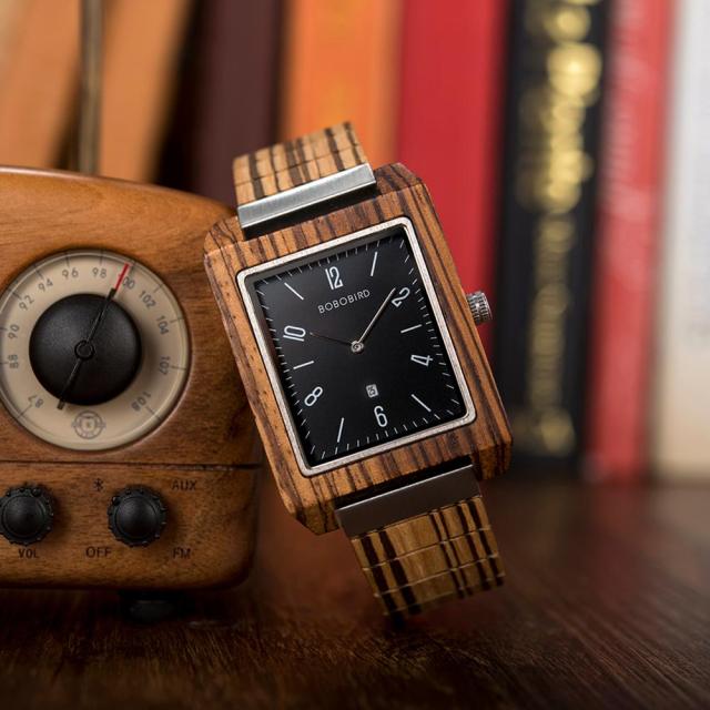 BOBO BIRD Wood Men Watch Bamboo Quartz Wristwatch Handmade Male Watches Gift in Wood Box gift For Him