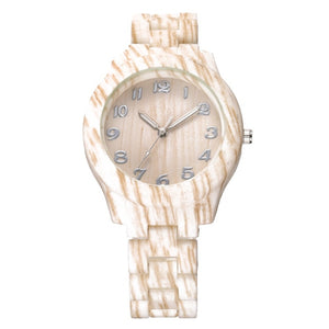 LinTimes Women Wristwatches Round Dial Fashion Simple Lady Imitation Wood Quartz Watch For Female