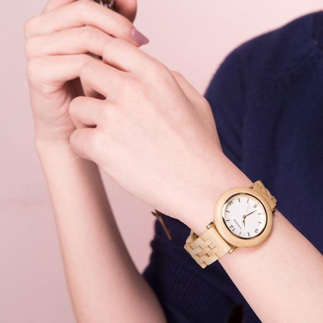 BOBO BIRD 2021 Wood Women Watch Simple Ladies Quartz Wristwatch Handmade Female Watches Valentine's Gifts Clock zegarek damski