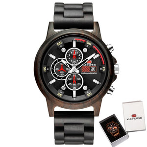 Wood Watch Men Chronograph Luxury Military Sport Watches Stylish Casual Personalized Wooden Quartz Watches Relogio Masculino