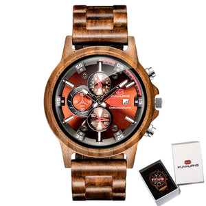 Wood Watch Men Chronograph Luxury Military Sport Watches Stylish Casual Personalized Wooden Quartz Watches Relogio Masculino