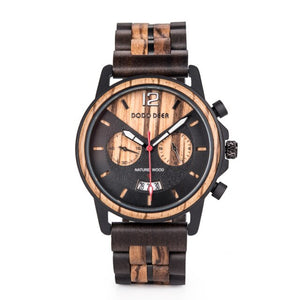 DODO DEER Wood Wristwatches for Man Quartz Stop Watch Timer Chronograph Male Date Display Wholesale Gift for Him