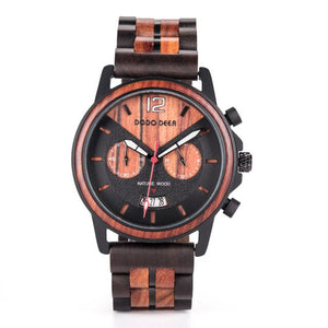 DODO DEER Wood Wristwatches for Man Quartz Stop Watch Timer Chronograph Male Date Display Wholesale Gift for Him