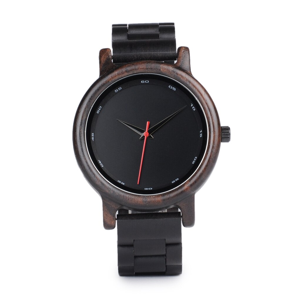 BOBO BIRD Wood Watch Men Women Ebony Minimalist Wristwatch Japanese Movement Quartz Timepiece Full Wooden Band Relogio Masculino