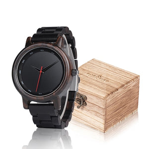 BOBO BIRD Wood Watch Men Women Ebony Minimalist Wristwatch Japanese Movement Quartz Timepiece Full Wooden Band Relogio Masculino