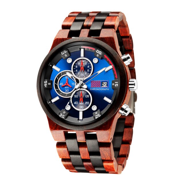 Mens Watches Top Brand Luxury Handmade Wooden Chronograph QUARTZ Wristwatch for Man Sophisticated Wood Timepiece Stopwat