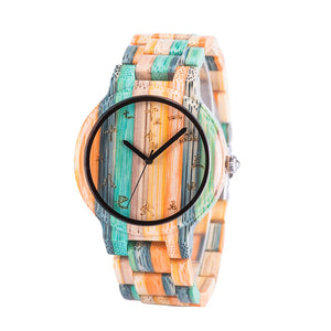 Men Women Watch BOBO BIRD Couple Watches Colorful Wooden Quartz Wristwatch Elegant Engraved Wood Timepiece Parejas Regalo