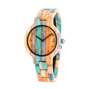 Men Women Watch BOBO BIRD Couple Watches Colorful Wooden Quartz Wristwatch Elegant Engraved Wood Timepiece Parejas Regalo