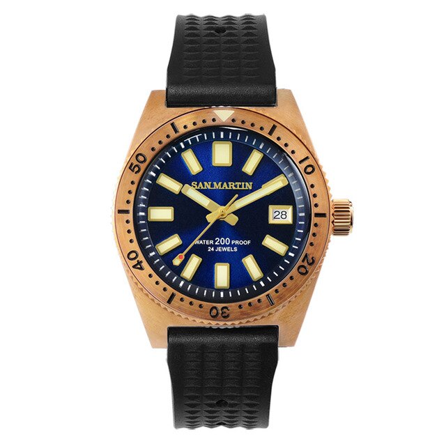 San Martin Mens Diver Watches, Bronze Men Automatic Watch 62mas Mechanical Wristwatch 200M Waterproof Luminous NH35 Sapphire