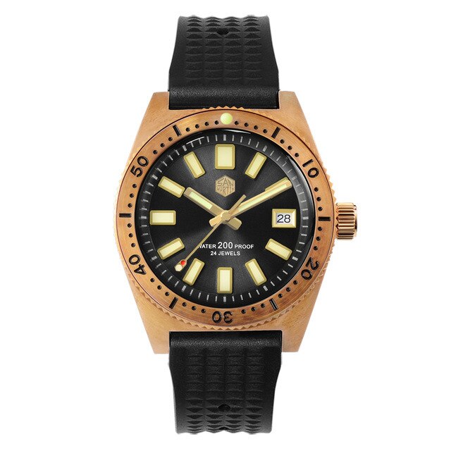 San Martin Mens Diver Watches, Bronze Men Automatic Watch 62mas Mechanical Wristwatch 200M Waterproof Luminous NH35 Sapphire