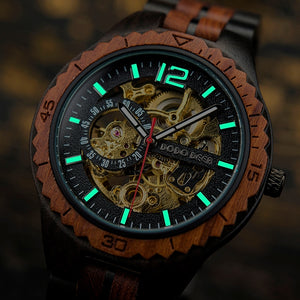 DODO DEER Women Men Mechanical Wristwatches Couple Wooden Automatic Luxury Brand Watch Male Ladies Waterproof in Gift Box