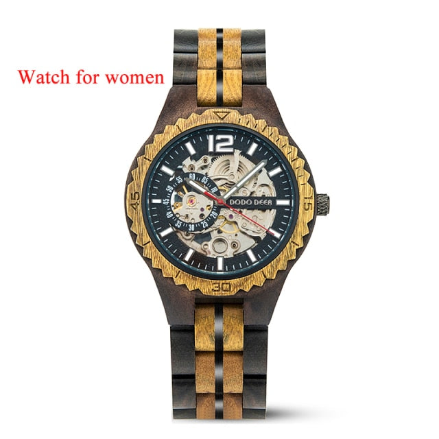 DODO DEER Women Men Mechanical Wristwatches Couple Wooden Automatic Luxury Brand Watch Male Ladies Waterproof in Gift Box