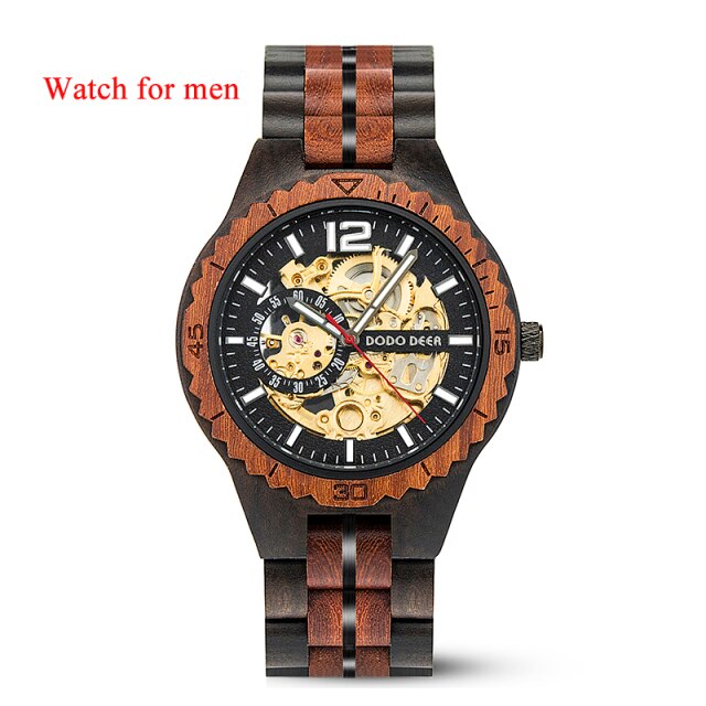 DODO DEER Women Men Mechanical Wristwatches Couple Wooden Automatic Luxury Brand Watch Male Ladies Waterproof in Gift Box