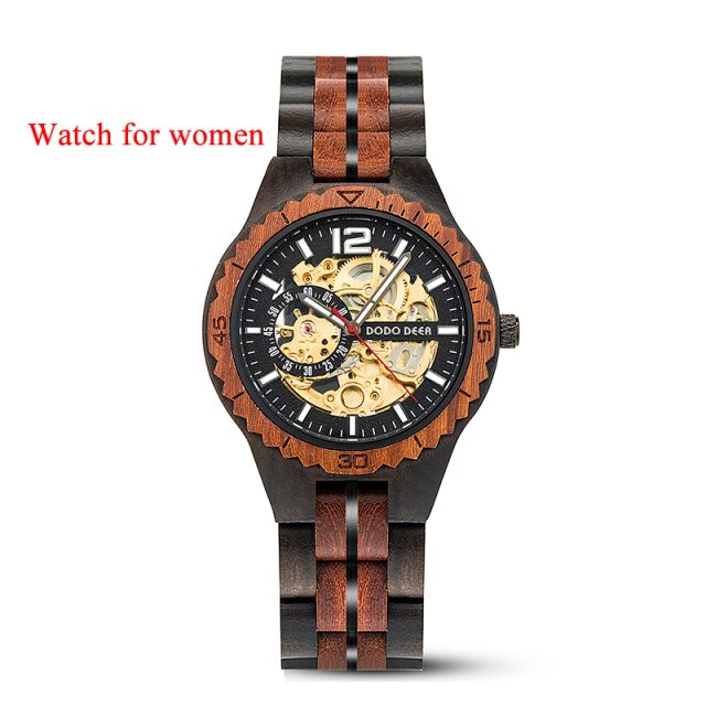 DODO DEER Women Men Mechanical Wristwatches Couple Wooden Automatic Luxury Brand Watch Male Ladies Waterproof in Gift Box