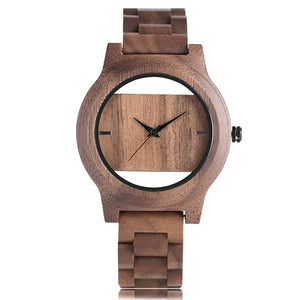 Unique Hollow Dial Men Women Natural Wood Watch with Full Wooden Bamboo Bangle Quartz Wristwatch Novel Handmade Clock Gifts Item