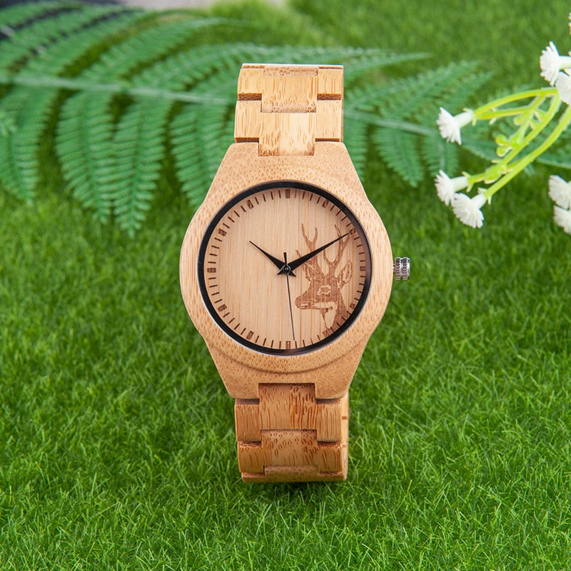 BOBO BIRD Women Watches Men Bamboo Wooden relogio feminino Deer with Wood Strap Quartz Ladies Couple Wristwatch gifts Timepieces