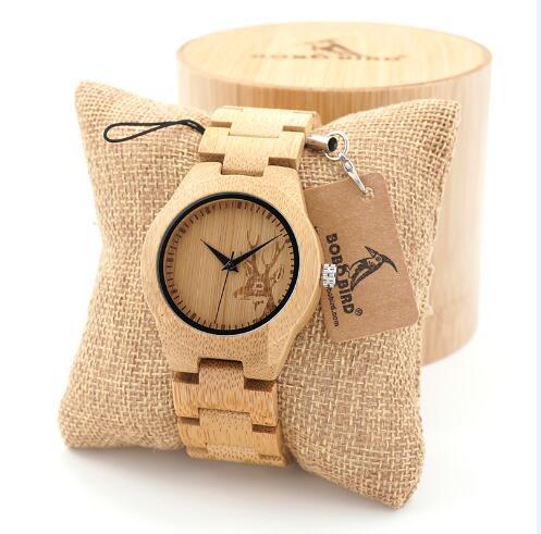 BOBO BIRD Women Watches Men Bamboo Wooden relogio feminino Deer with Wood Strap Quartz Ladies Couple Wristwatch gifts Timepieces